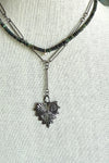 Oxidized Sterling silver long/short necklace with rugged heart LOVE pendant
