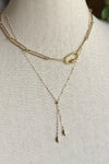 Necklace of 14K gold dapped chain with melon beads