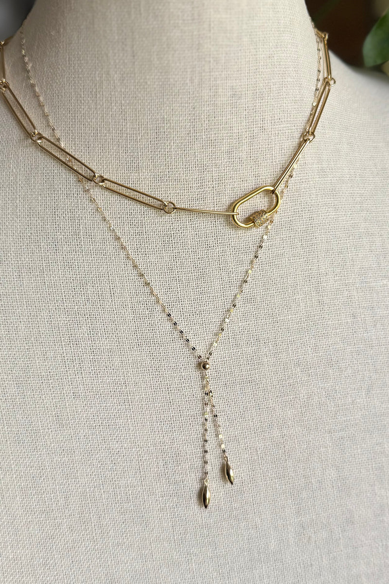 Necklace of 14K gold dapped chain with melon beads