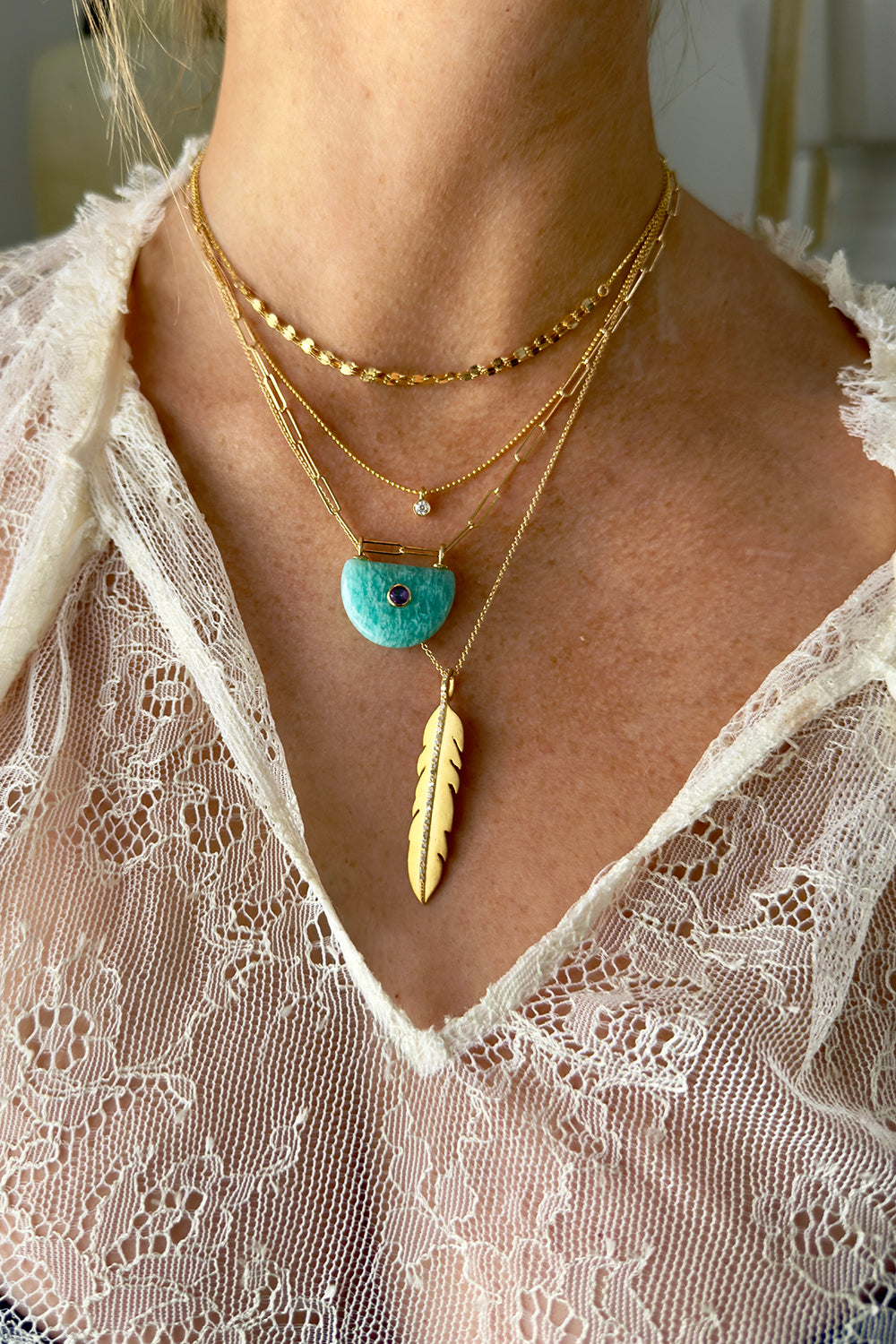 14K Gold Dappled Link Choker with Adjustable Chain