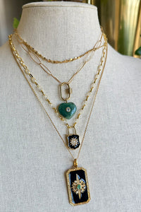 16” Gold Filled Chain with Brown Enamel and Diamond Shield Padlock Clasp