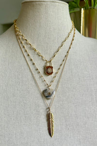 16” Gold Filled Chain with Brown Enamel and Diamond Shield Padlock Clasp