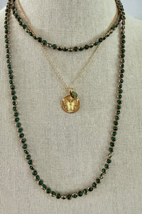Gold Vermeil Butterfly signet pendant on gold filled chain with tourmaline charm