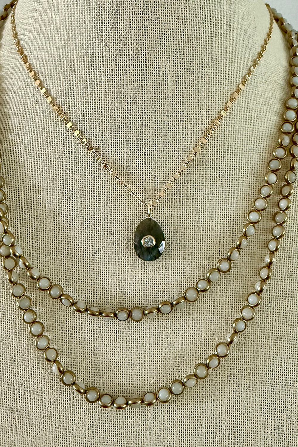 Faceted Labradorite pendant on 14K gold filled dapped chain