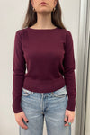Cashmere Top with Shoulder Embellishment in Bordeaux
