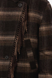 Galeane Wool Coat in Black Khaki