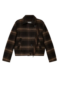 Galeane Wool Coat in Black Khaki