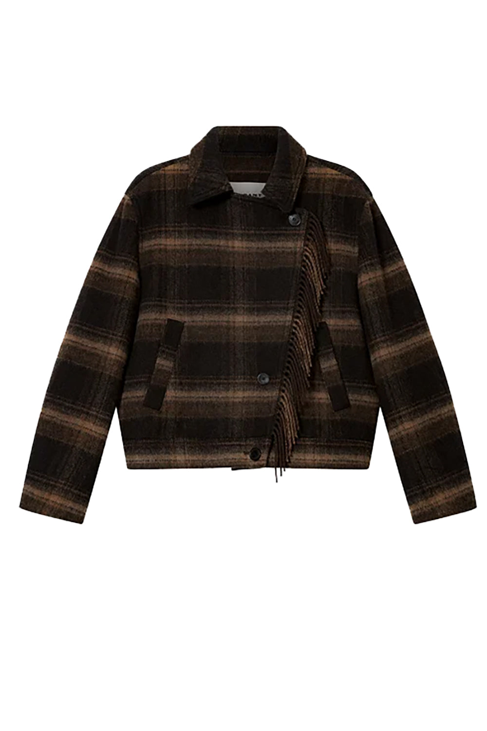 Galeane Wool Coat in Black Khaki