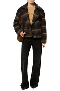 Galeane Wool Coat in Black Khaki