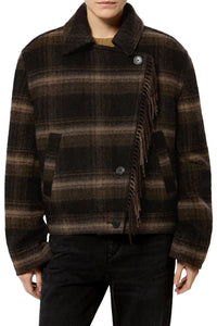 Galeane Wool Coat in Black Khaki