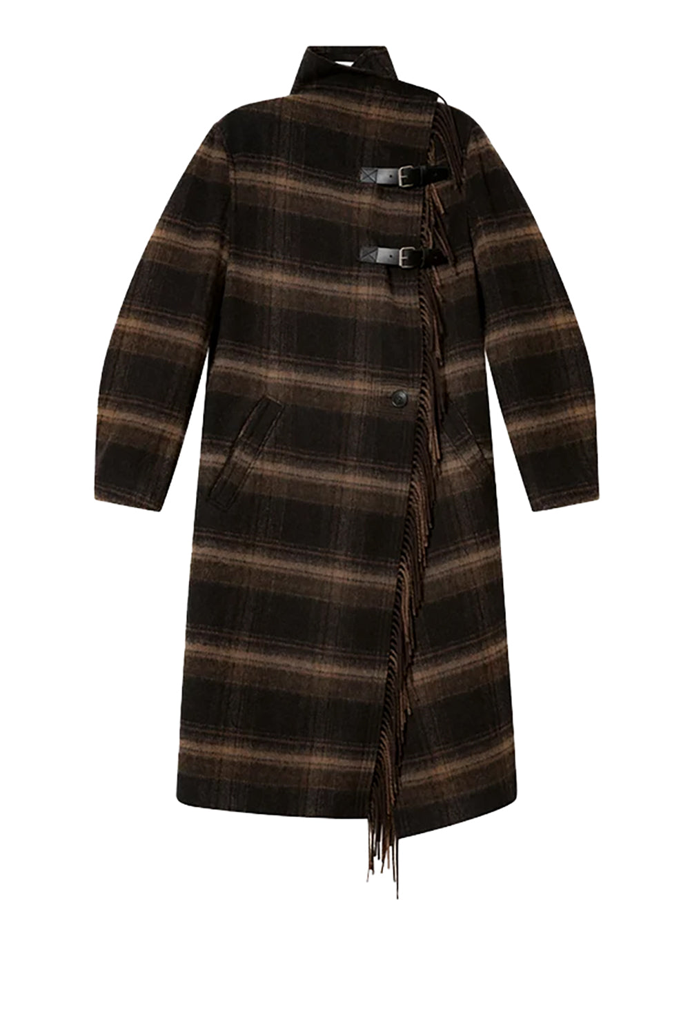 Gihan Wool Coat in Black Khaki