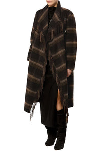 Gihan Wool Coat in Black Khaki