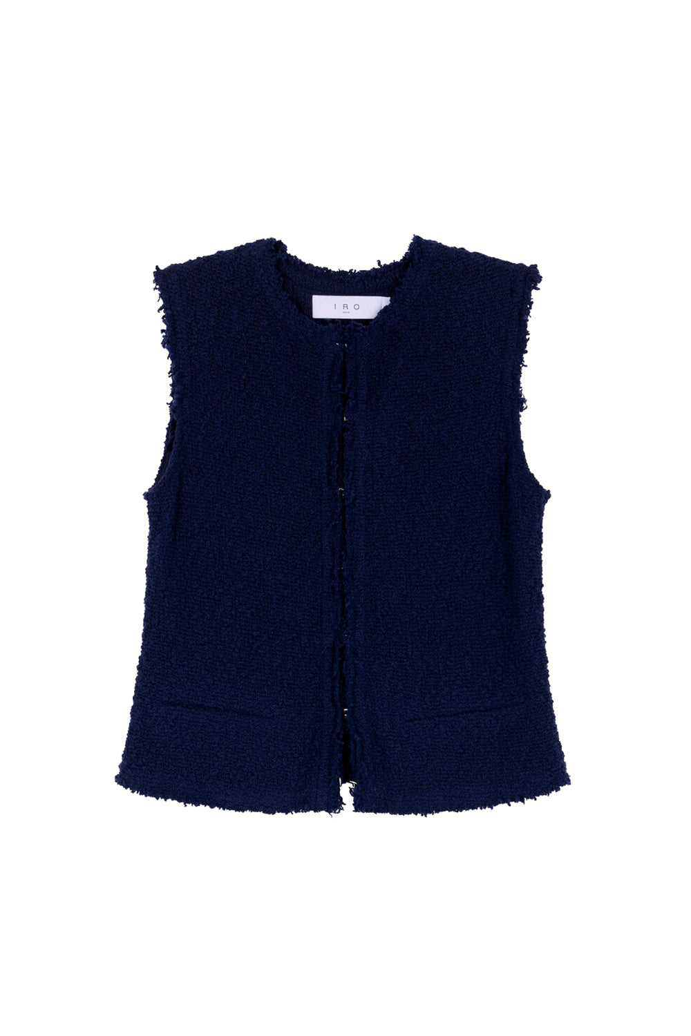 Shanny Textured Tweed Sleeveless Jacket in Navy