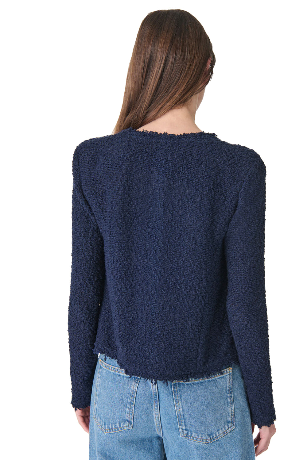 Shavani Textured Tweed Jacket in Navy
