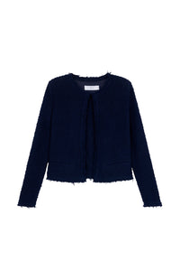 Shavani Textured Tweed Jacket in Navy