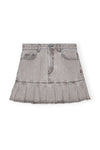 Grey Future Denim Pleated Mini Skirt