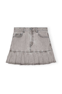 Grey Future Denim Pleated Mini Skirt