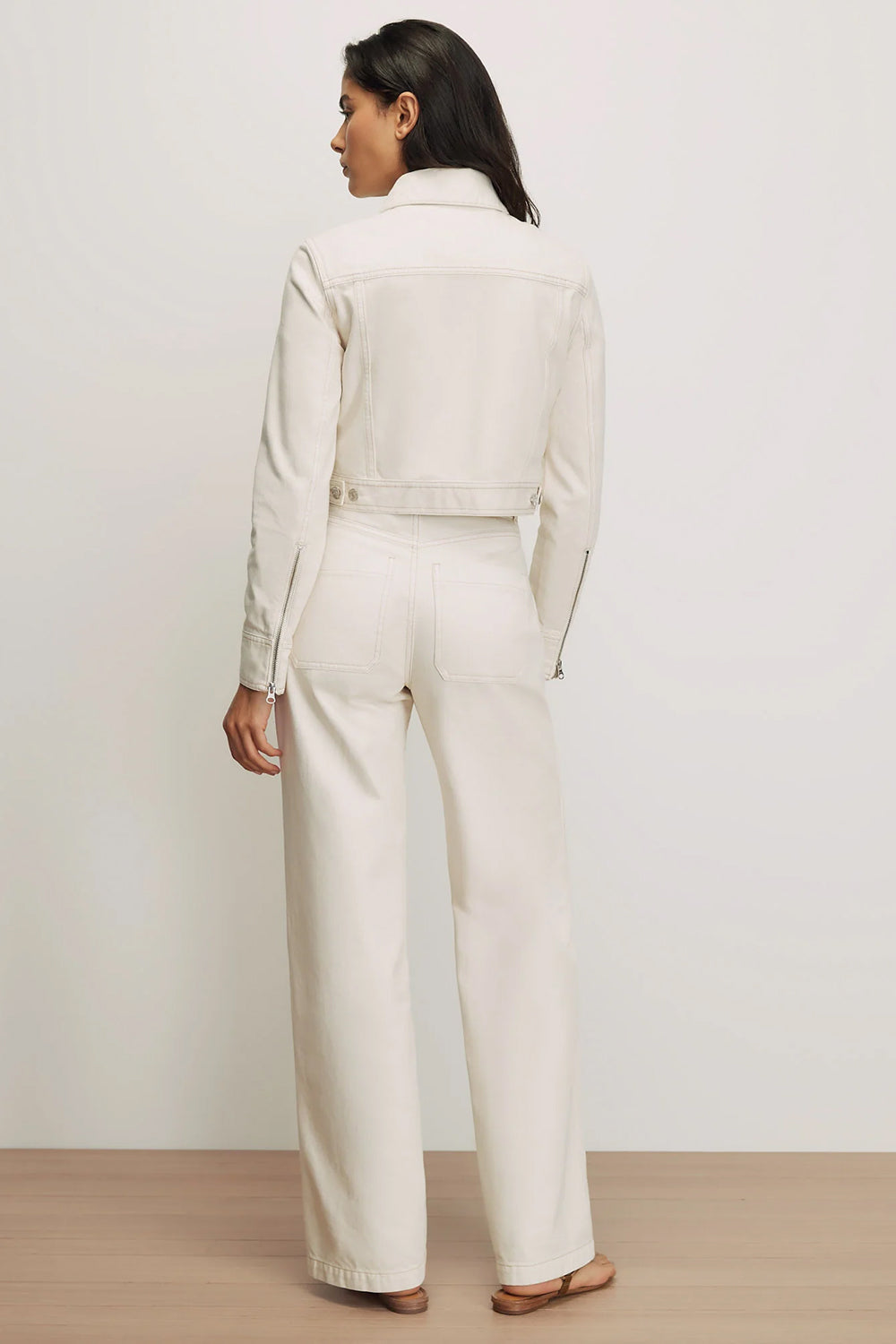 Taylor Patch-Pocket Wide-Leg Jean in Ecru