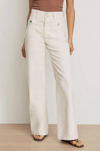 Taylor Patch-Pocket Wide-Leg Jean in Ecru