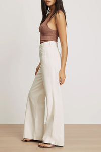 Taylor Patch-Pocket Wide-Leg Jean in Ecru