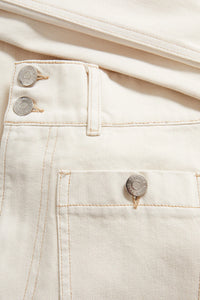 Taylor Patch-Pocket Wide-Leg Jean in Ecru