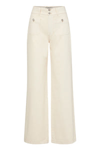 Taylor Patch-Pocket Wide-Leg Jean in Ecru