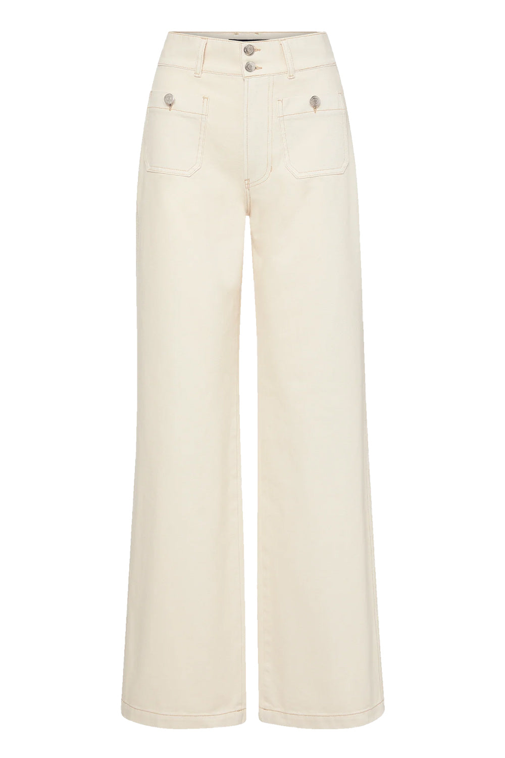 Taylor Patch-Pocket Wide-Leg Jean in Ecru