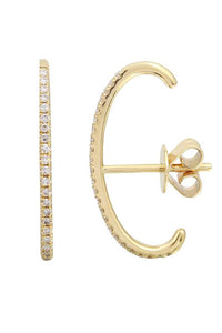 14K Yellow Gold Single Diamond Suspender Ear Cuff