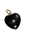 14K Yellow Gold Black Onyx Diamond Heart