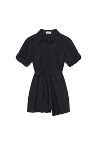 Julie Cotton Mini Shirtdress in Navy