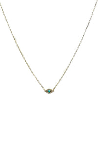 14K Yellow Gold Diamond and Turquoise Evil Eye Necklace