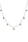14K Yellow Gold Diamond Pave Teardrops and Bezel Circles Necklace