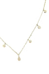 14K Yellow Gold Diamond Pave Teardrops and Bezel Circles Necklace