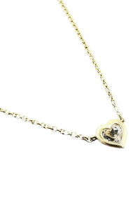 14K Yellow Gold White Topaz Heart Necklace