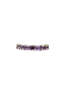14K Yellow Gold Baguette Amethyst Band Size 6