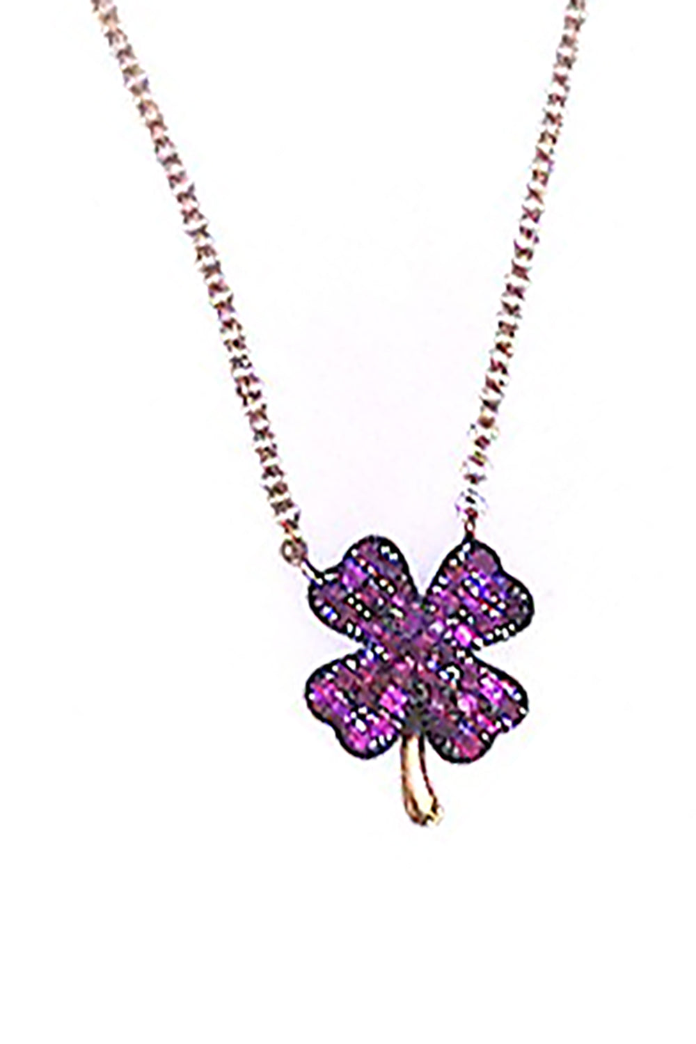14K Yellow Gold Ruby Clover Necklace