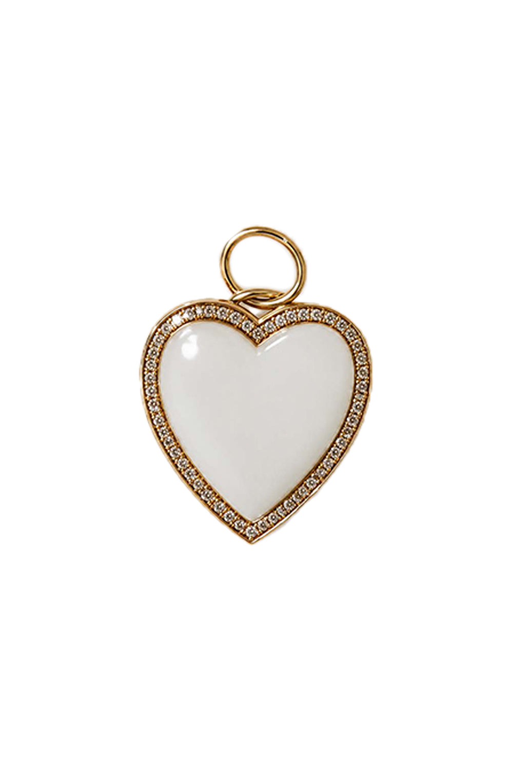 14K Yellow White Enamel Diamond Heart Pendant