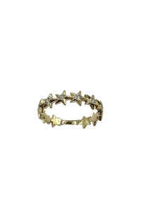 14K Yellow Gold Star Round Cut Diamond Ring Size 6.5