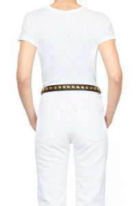 Ceinture Festival Belt in Noir Brass Cowskin