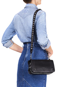 Bandoulière Festival Strap in Noir Silver Cowskin