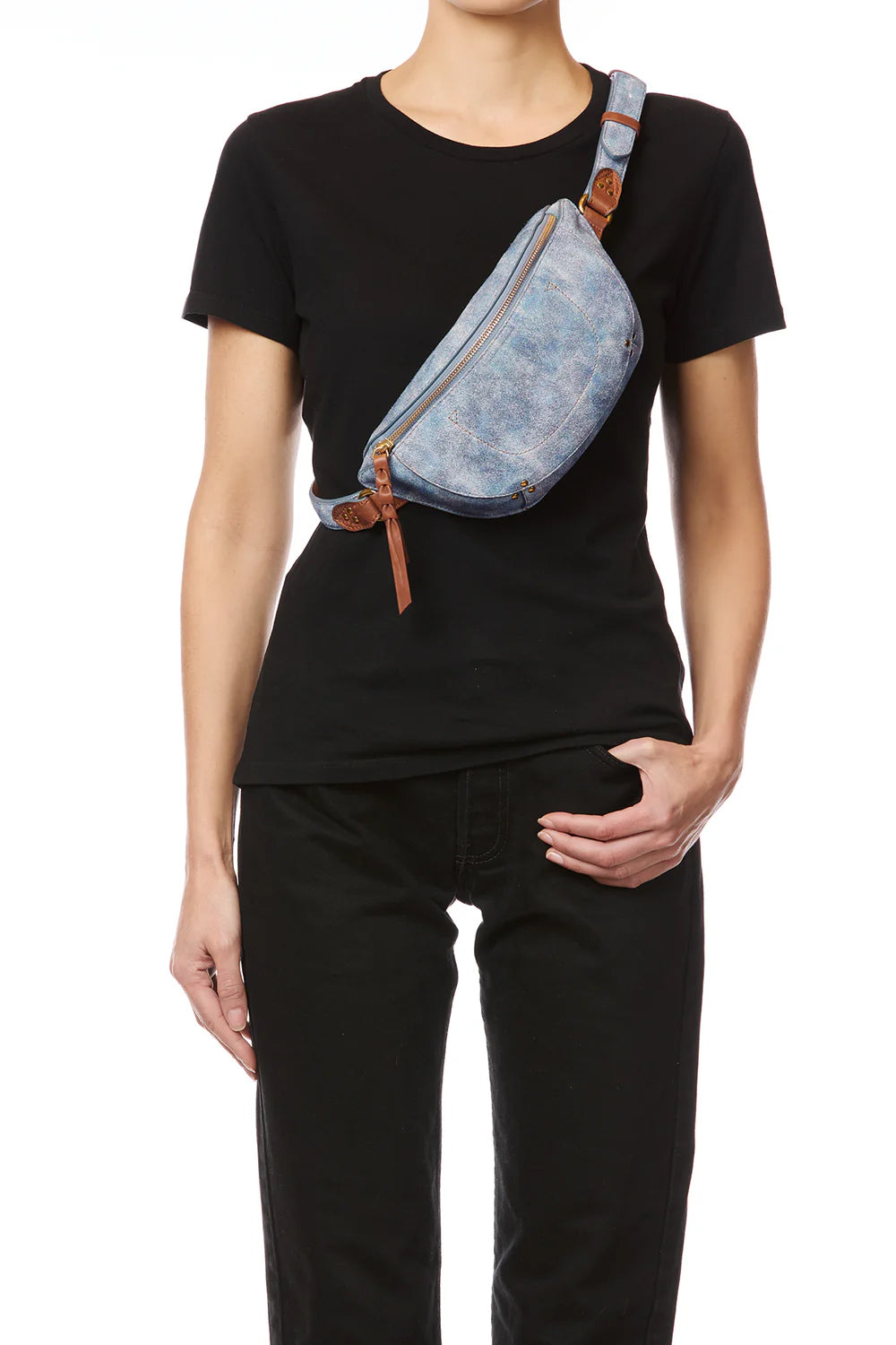 Lino Banane Belt Bag in Washed Jean's Split Suede