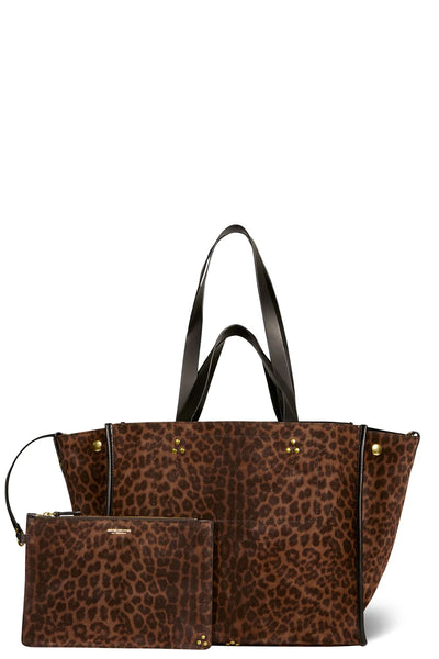 Leon M Tote in Imprimé Léopard Naturel Split Suede