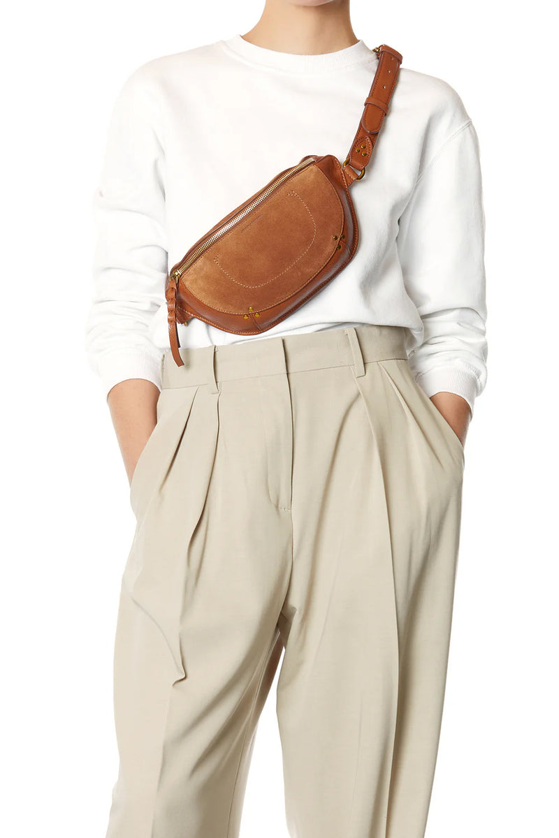 Lino Banane Belt Bag in Split Suede Caramel