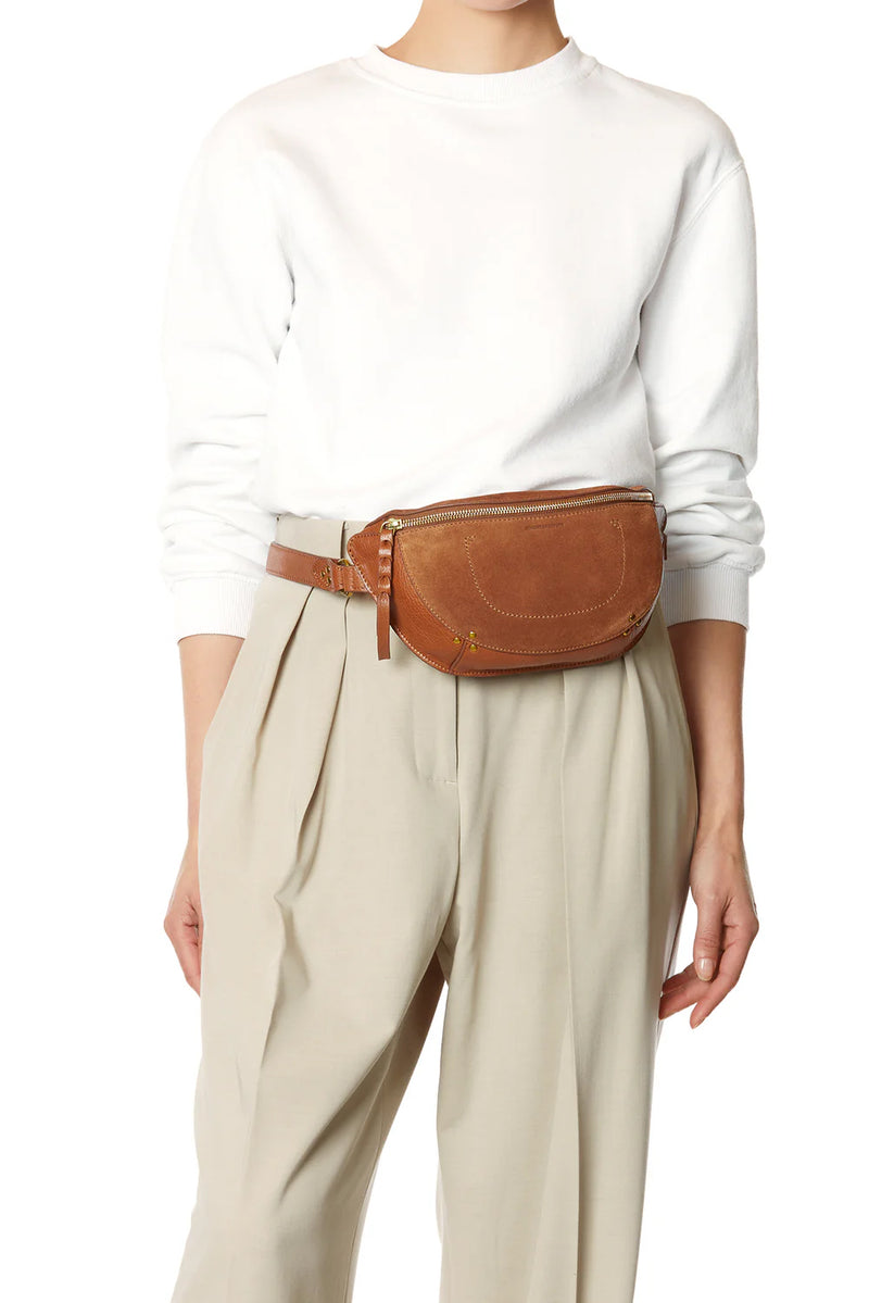 Lino Banane Belt Bag in Split Suede Caramel