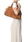 Lucky Bowling Bag in Caramel Split Suede