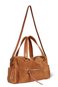 Lucky Bowling Bag in Caramel Split Suede
