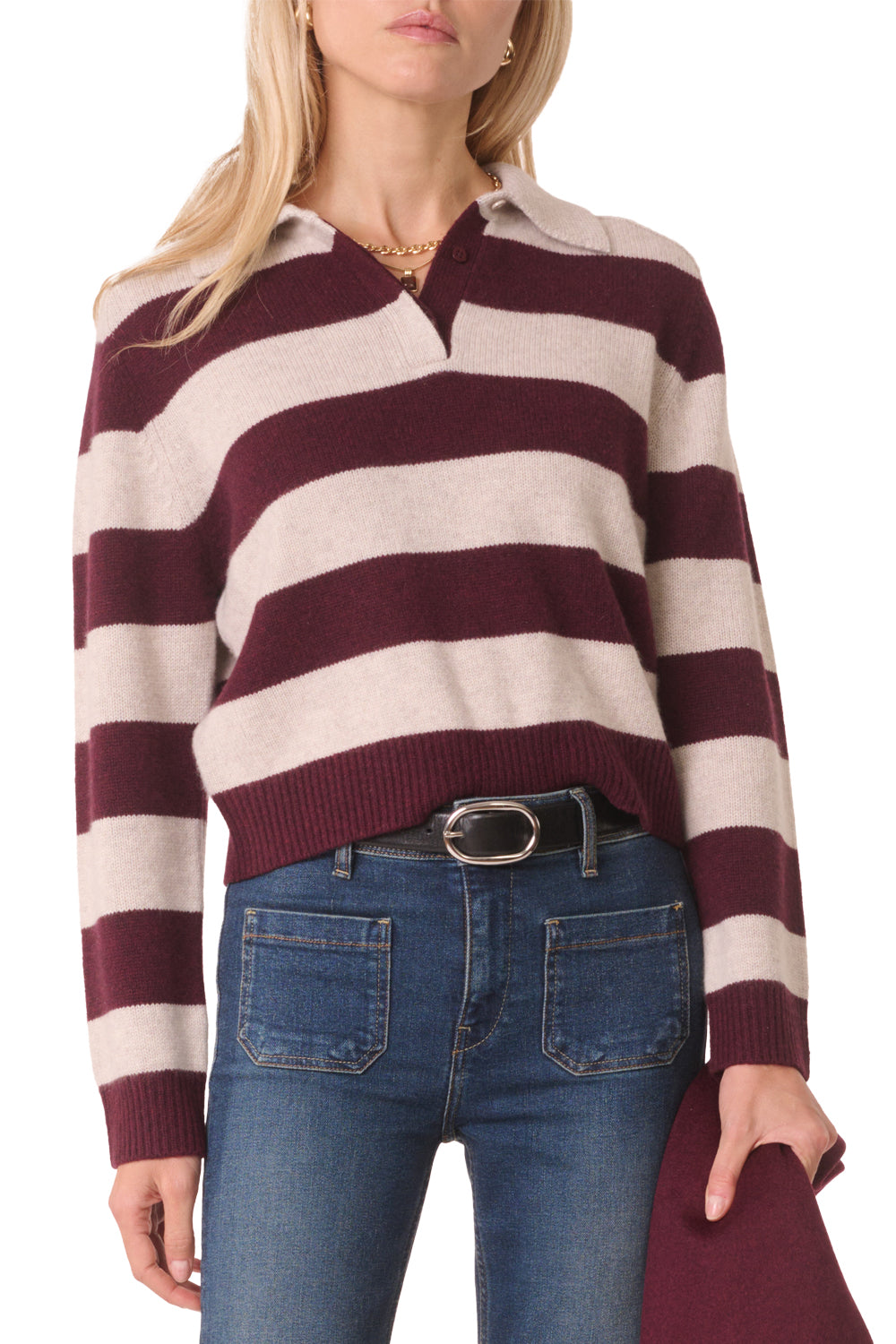 Royce Stripe Sweater in Bordeaux