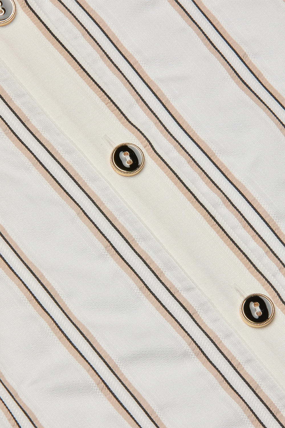 Cosette Crop Hi Low Shirt in Ivory Khaki Black Stripe