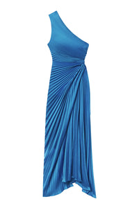 Lara Satin Pleated Gown in Capri