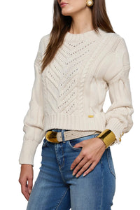 Storm Cable Knit Sweater in Ivory Gold